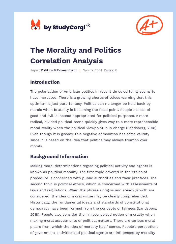 The Morality and Politics Correlation Analysis. Page 1