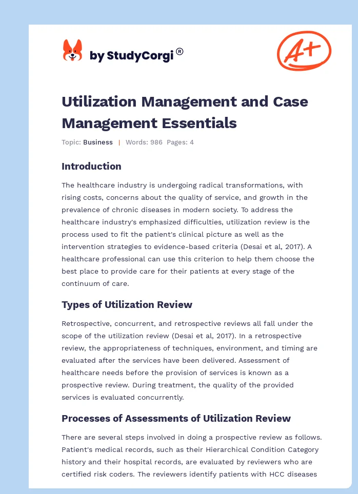 Utilization Management and Case Management Essentials. Page 1