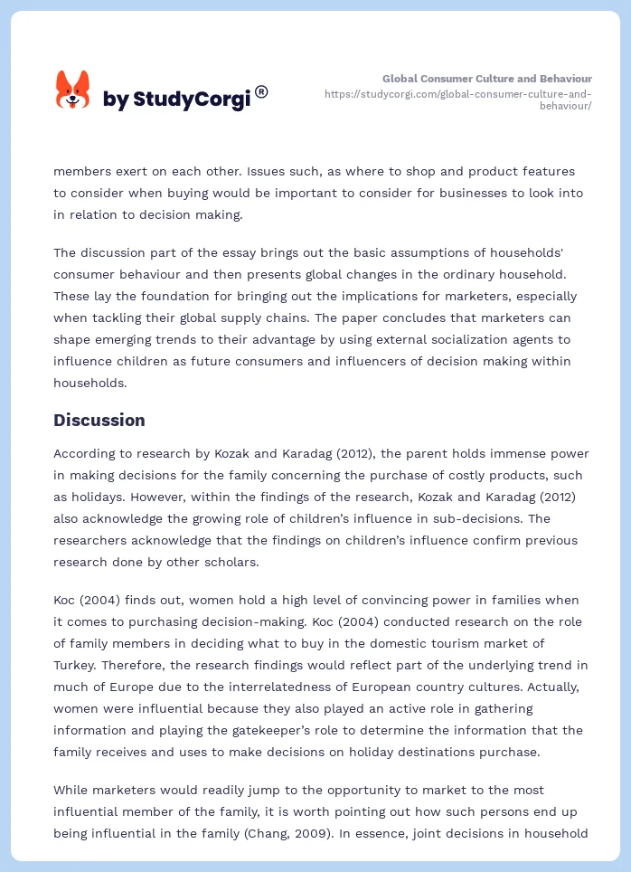 Global Consumer Culture and Behaviour. Page 2