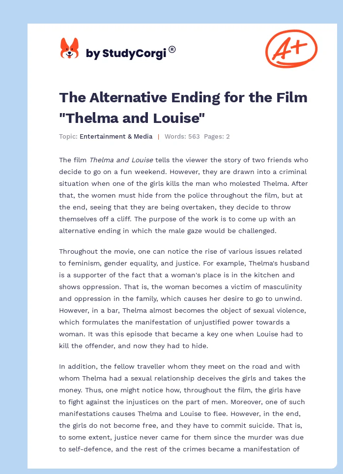 The Alternative Ending for the Film "Thelma and Louise". Page 1