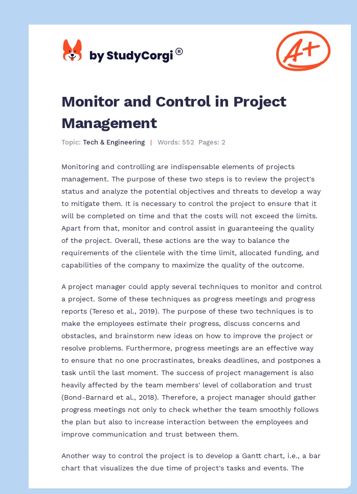 Monitor and Control in Project Management. Page 1