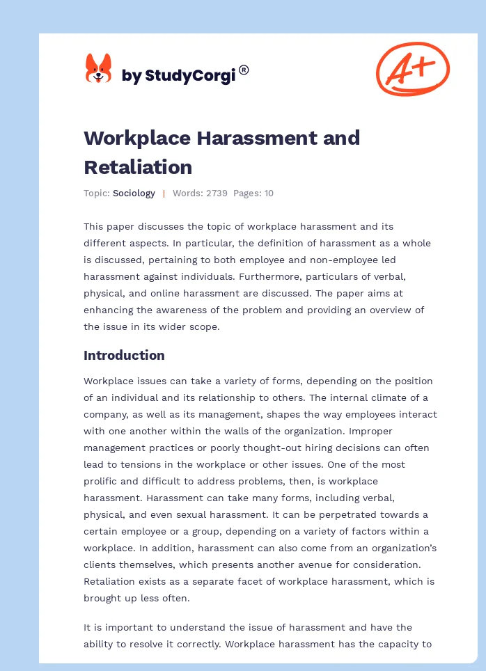 Workplace Harassment and Retaliation. Page 1