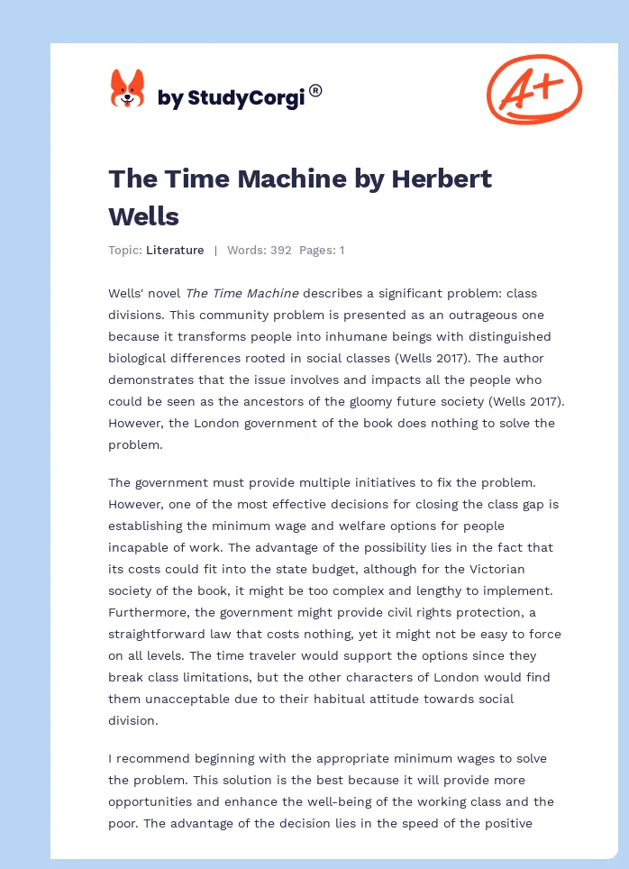 The Time Machine by Herbert Wells. Page 1