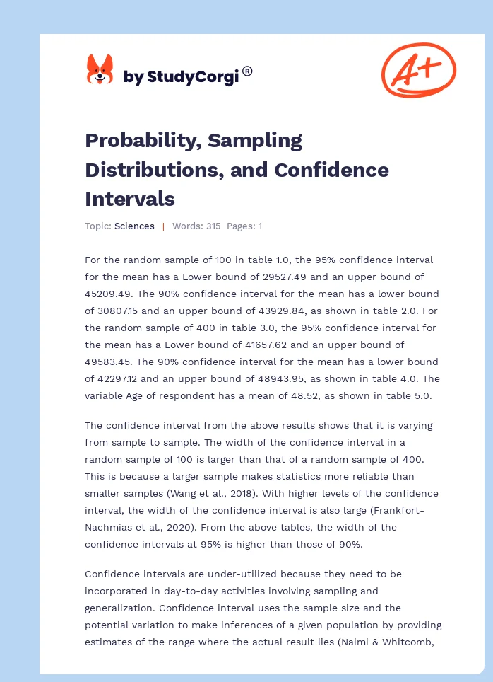Probability, Sampling Distributions, and Confidence Intervals. Page 1