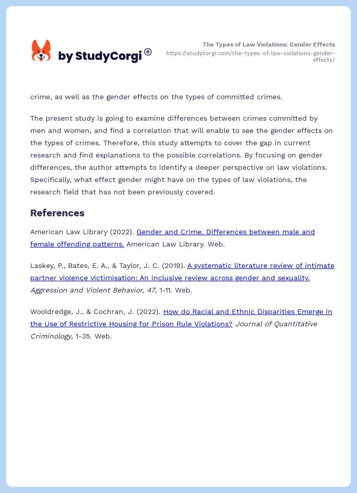 The Types of Law Violations: Gender Effects. Page 2