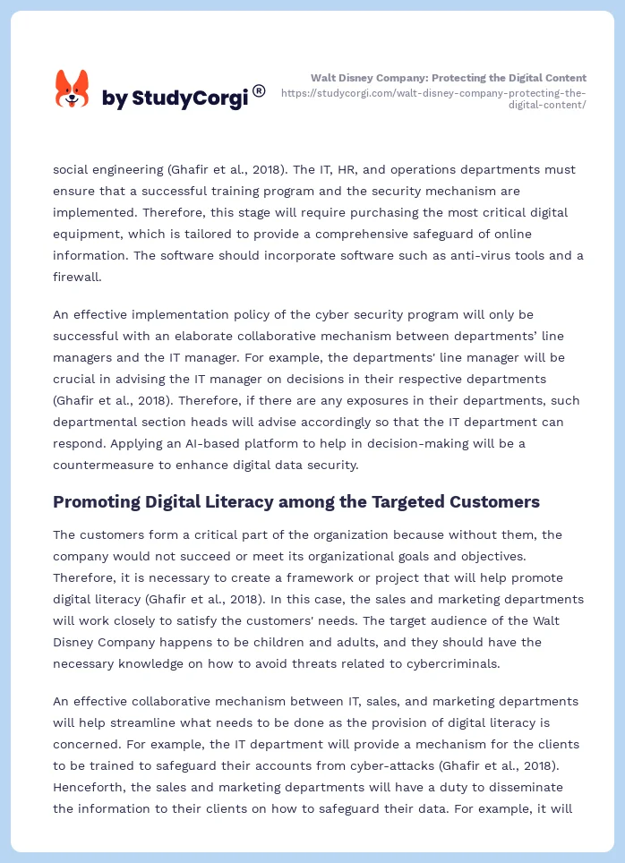 Walt Disney Company: Protecting the Digital Content. Page 2