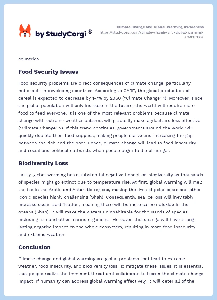 Climate Change and Global Warming Awareness. Page 2