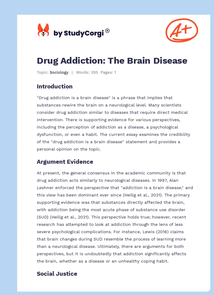 Drug Addiction: The Brain Disease. Page 1