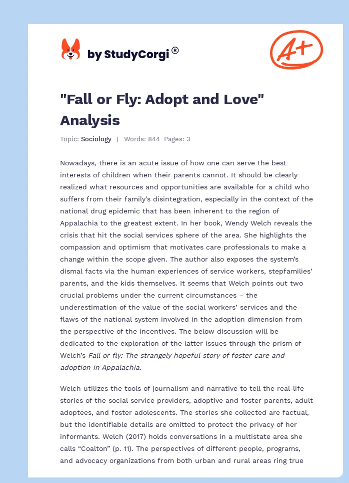 "Fall or Fly: Adopt and Love" Analysis. Page 1