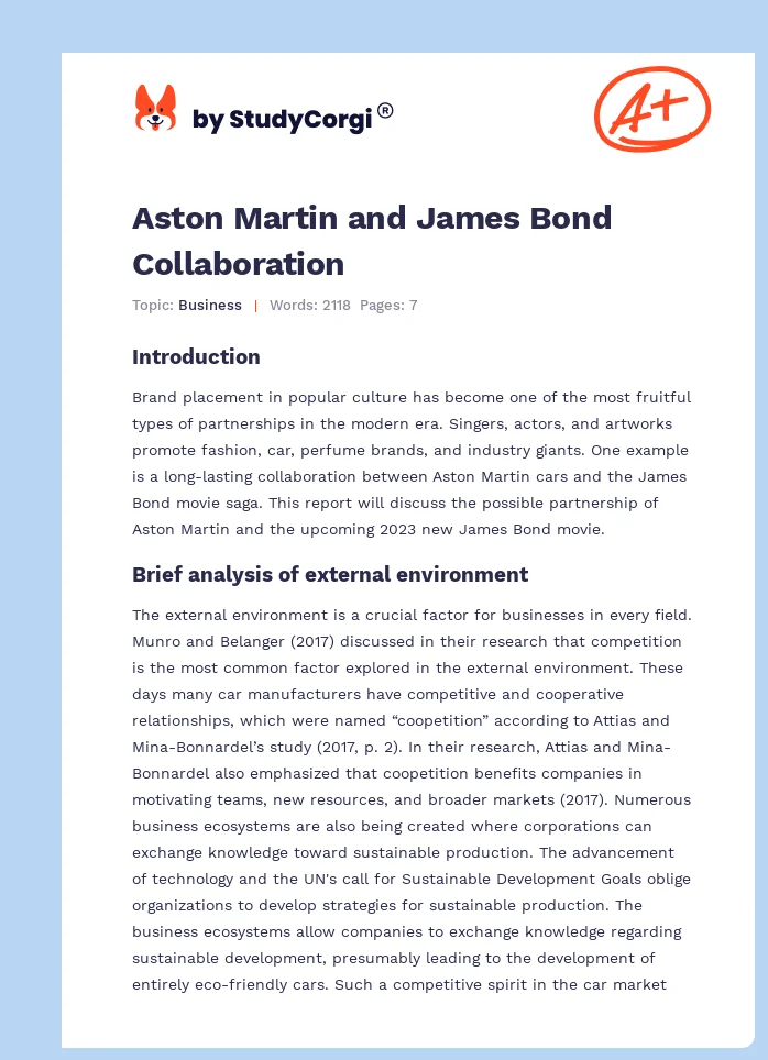 Aston Martin and James Bond Collaboration. Page 1