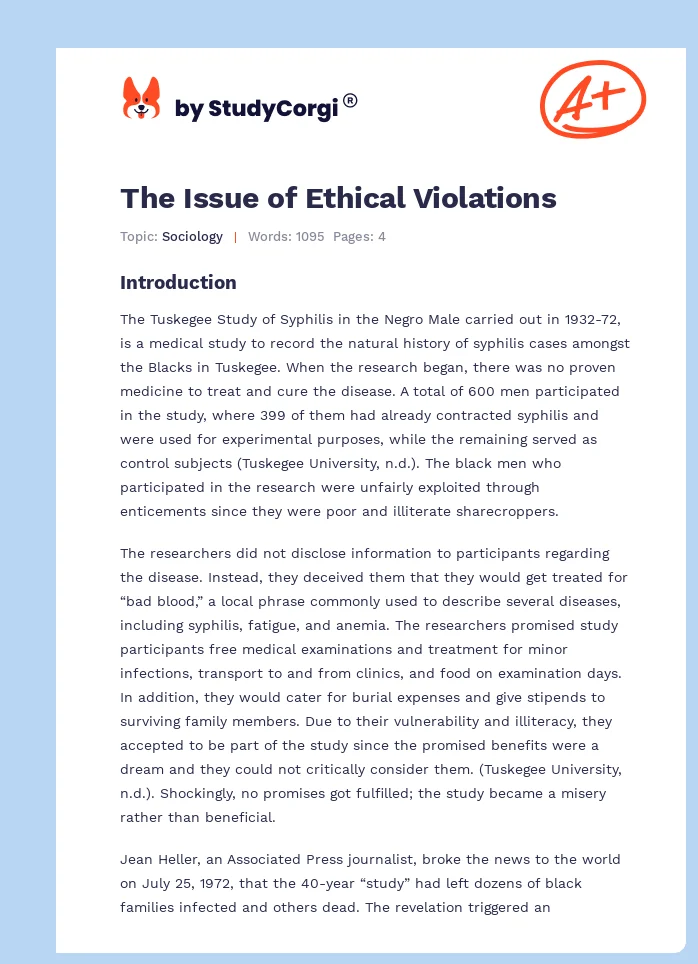 The Issue of Ethical Violations. Page 1