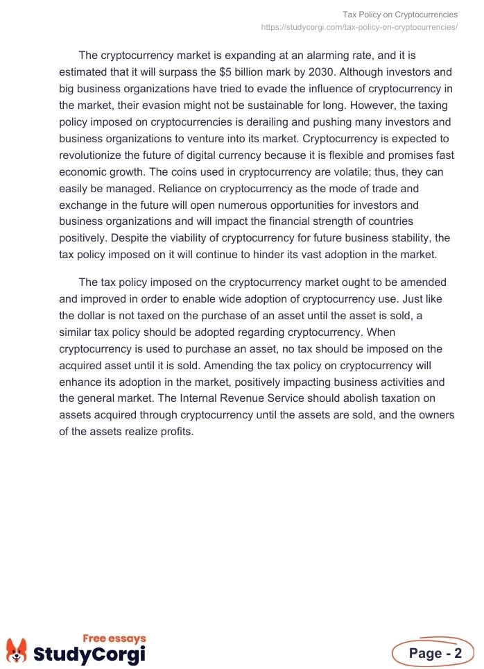 Tax Policy on Cryptocurrencies. Page 2