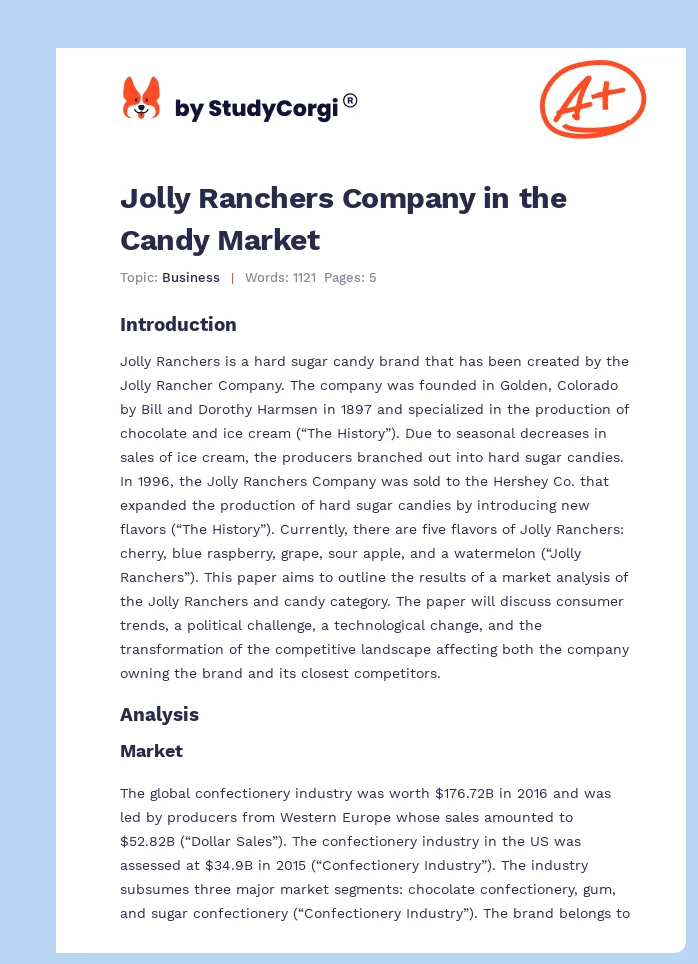 Jolly Ranchers Company in the Candy Market. Page 1