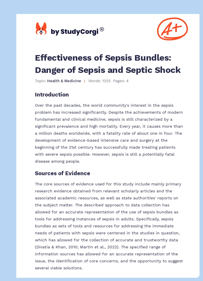 Effectiveness of Sepsis Bundles: Danger of Sepsis and Septic Shock. Page 1