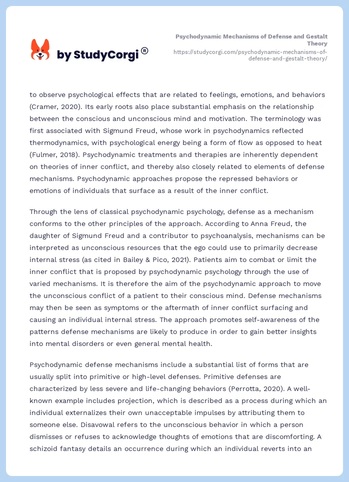 Psychodynamic Mechanisms of Defense and Gestalt Theory. Page 2