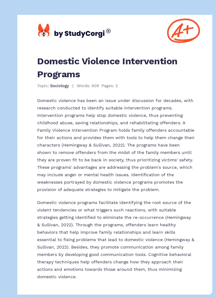 Domestic Violence Intervention Programs. Page 1