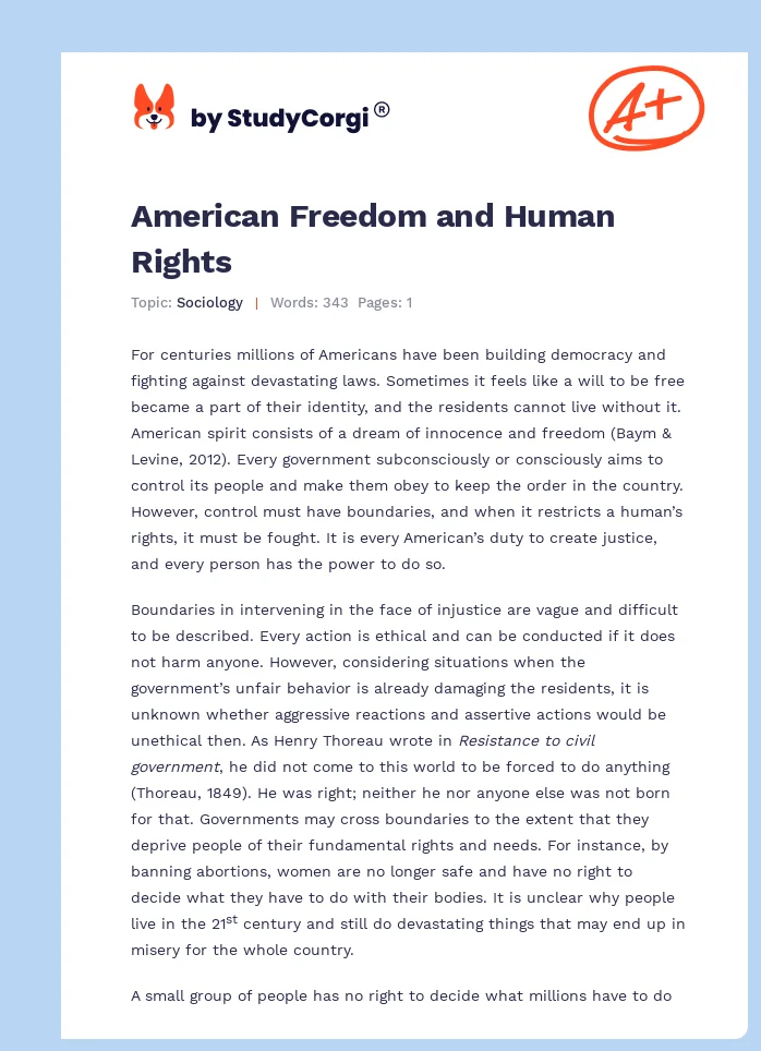 American Freedom and Human Rights. Page 1
