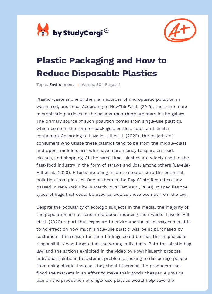 Plastic Packaging and How to Reduce Disposable Plastics. Page 1