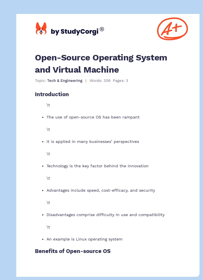 Open-Source Operating System and Virtual Machine. Page 1
