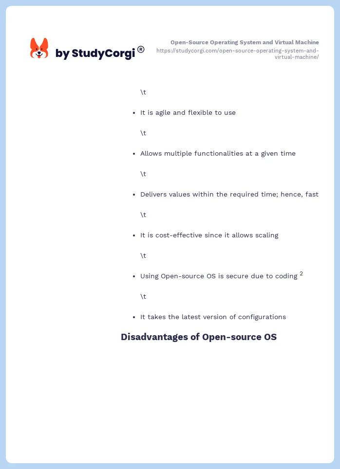 Open-Source Operating System and Virtual Machine. Page 2