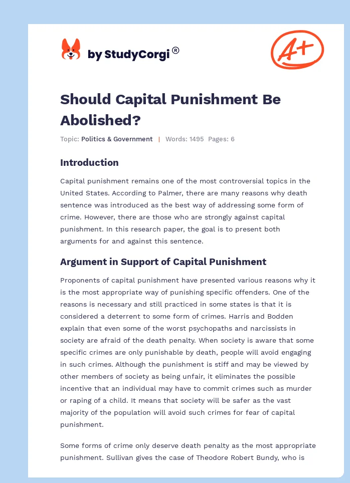 Should Capital Punishment Be Abolished?. Page 1