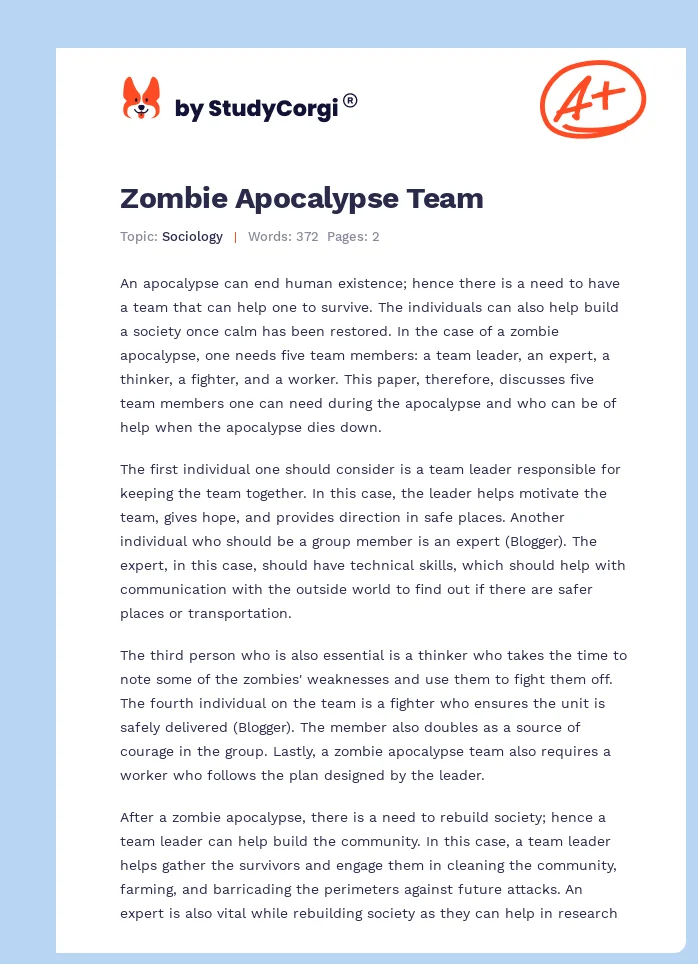 Zombie Apocalypse Team. Page 1