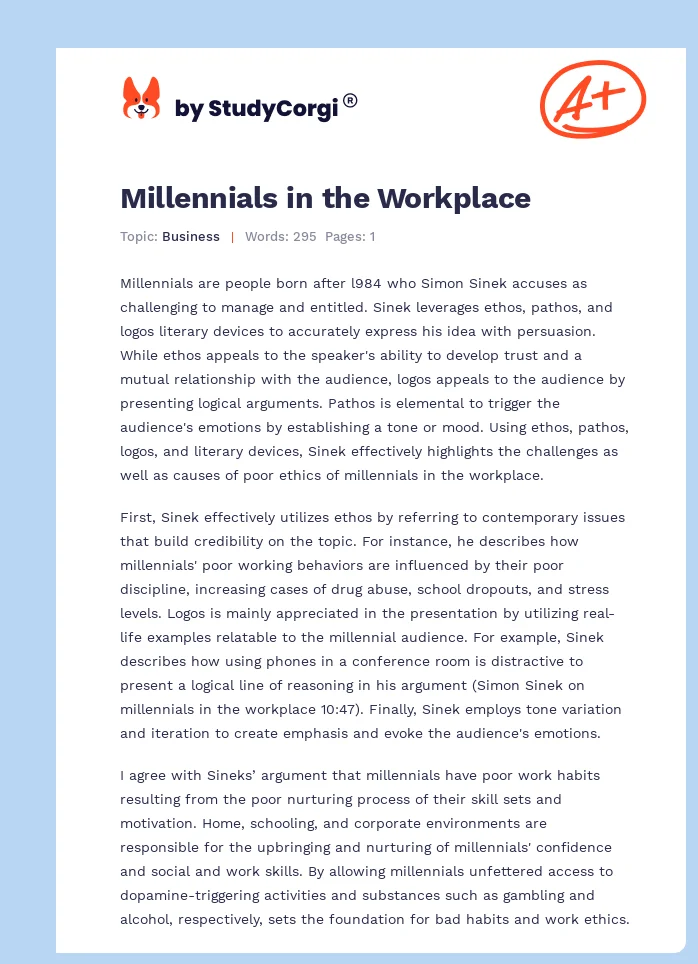 Millennials in the Workplace. Page 1