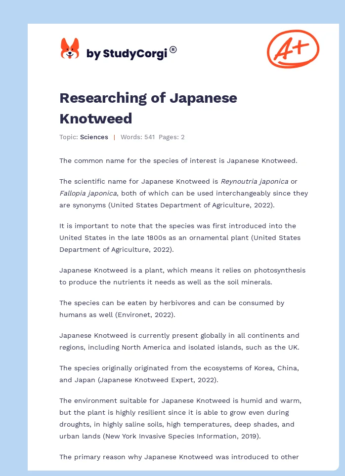 Researching of Japanese Knotweed. Page 1