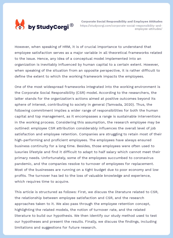 Corporate Social Responsibility and Employee Attitudes. Page 2