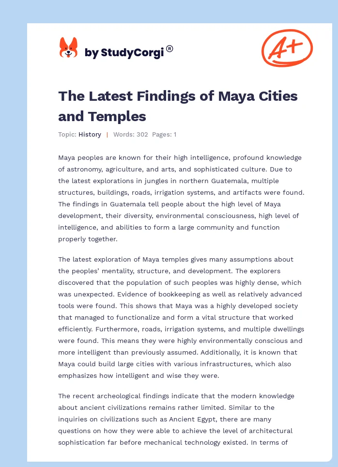 The Latest Findings of Maya Cities and Temples. Page 1
