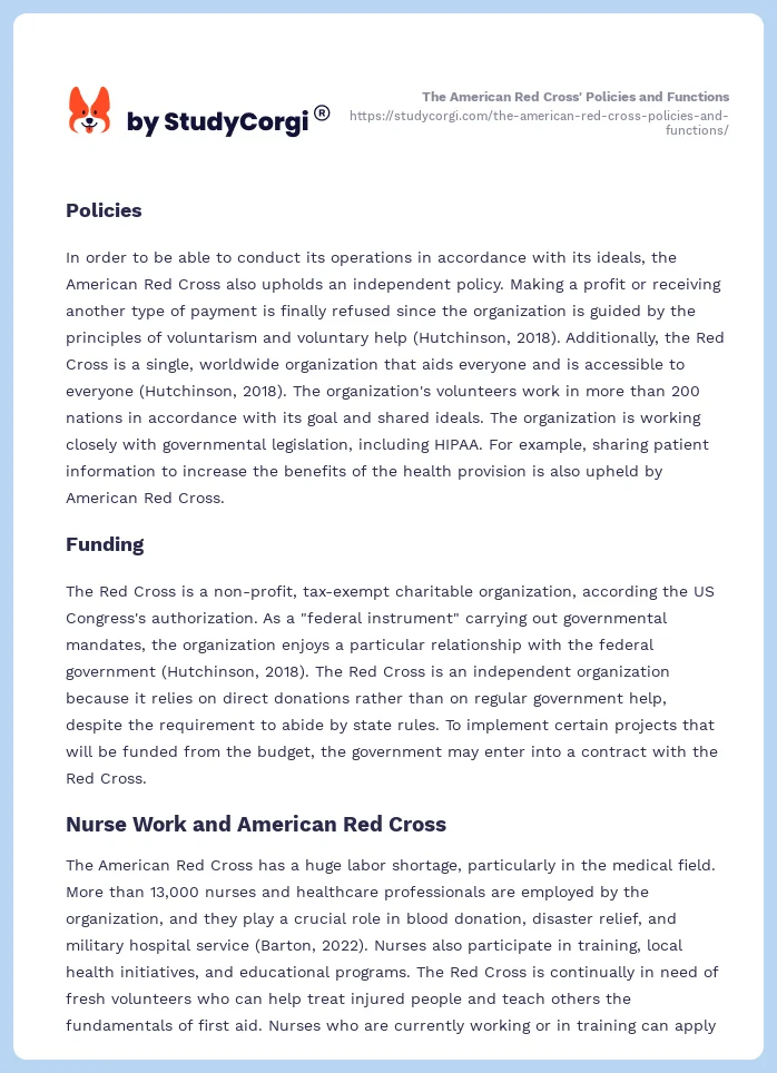 The American Red Cross' Policies and Functions. Page 2
