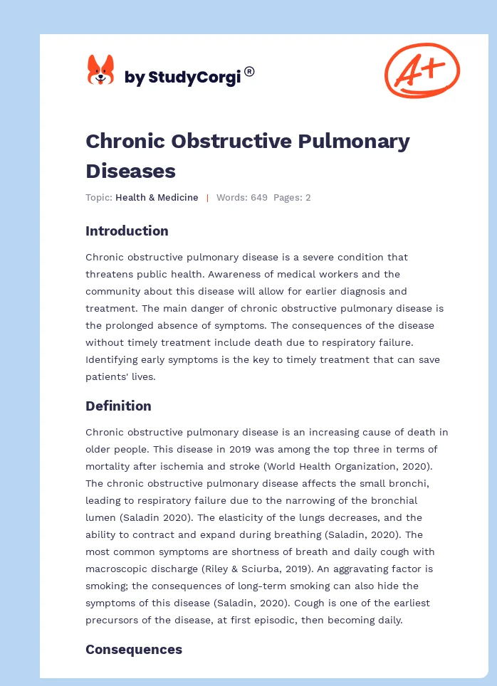 Chronic Obstructive Pulmonary Diseases. Page 1