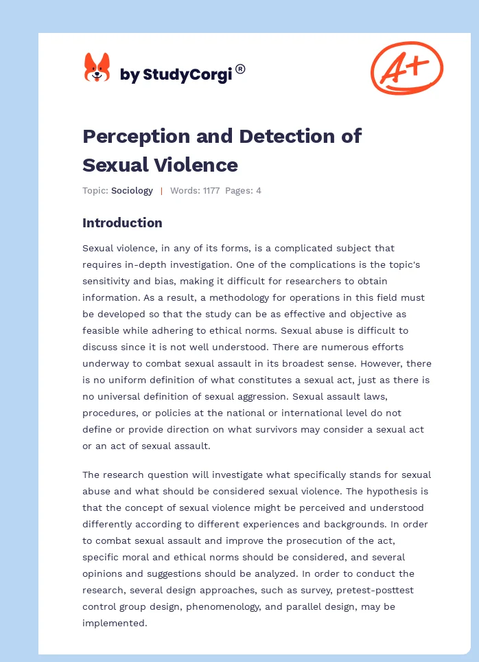 Perception and Detection of Sexual Violence. Page 1