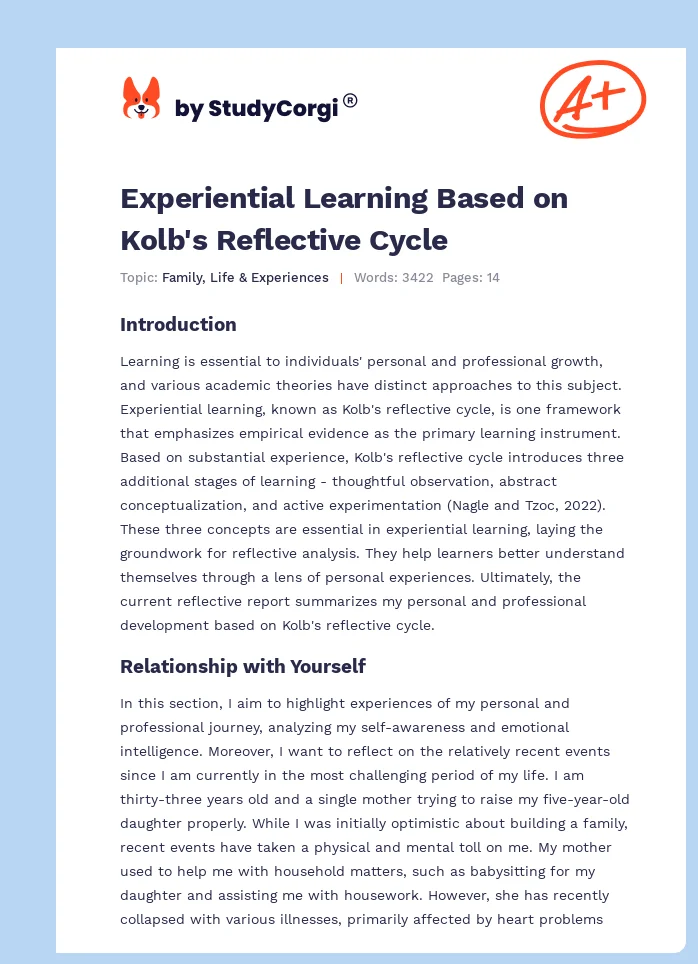 Experiential Learning Based on Kolb's Reflective Cycle. Page 1