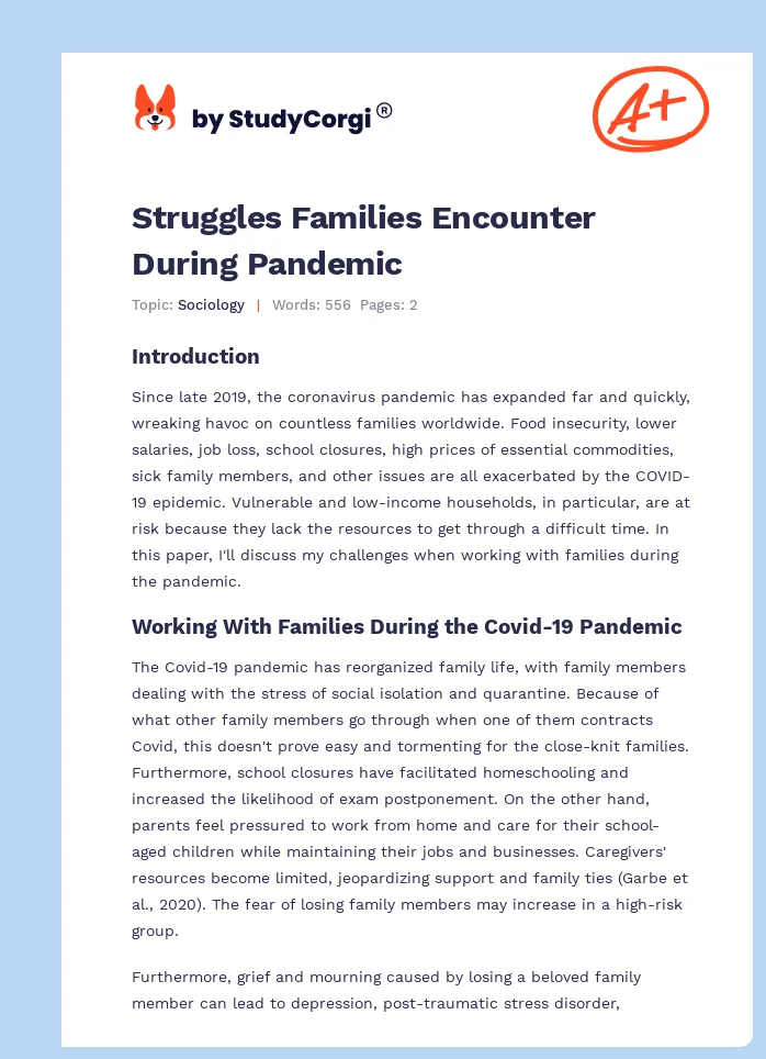 Struggles Families Encounter During Pandemic. Page 1
