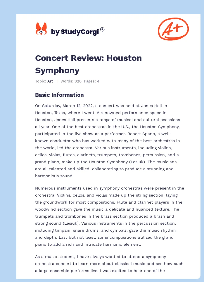 Concert Review: Houston Symphony. Page 1