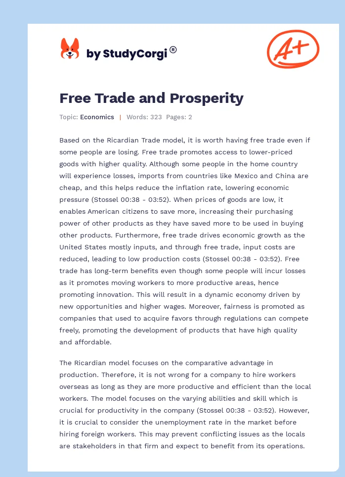Free Trade and Prosperity. Page 1
