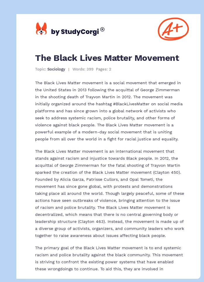 The Black Lives Matter Movement. Page 1