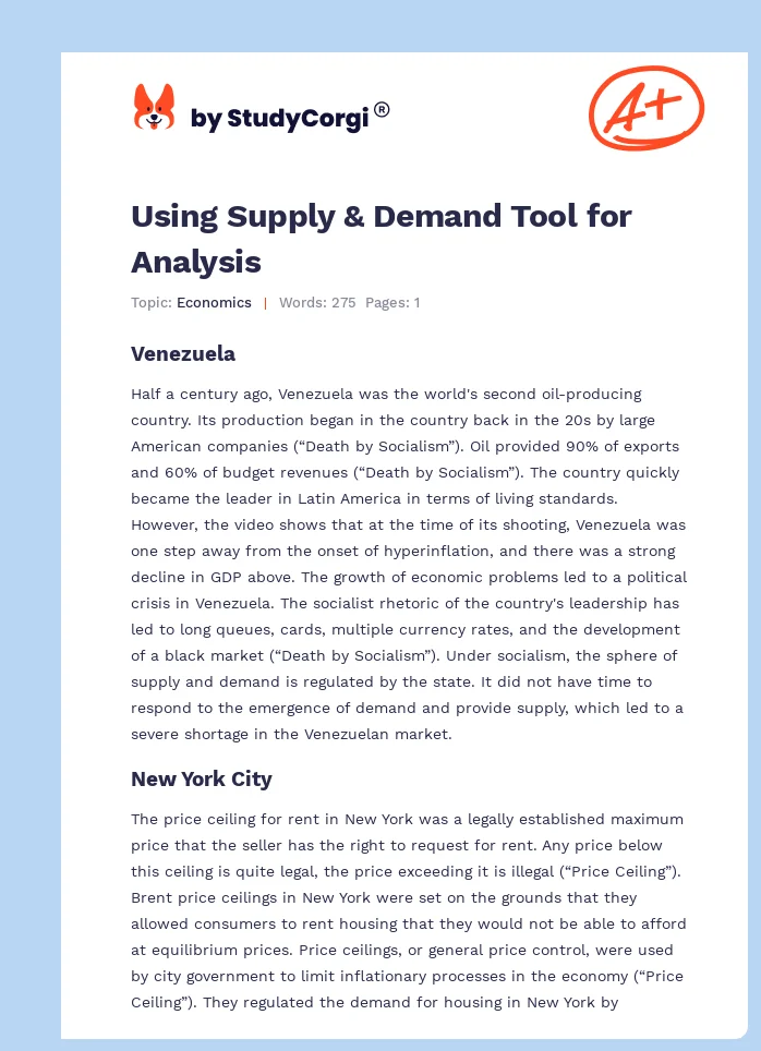 Using Supply & Demand Tool for Analysis. Page 1