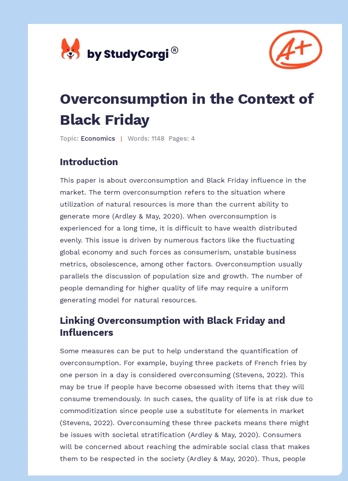 Overconsumption in the Context of Black Friday. Page 1