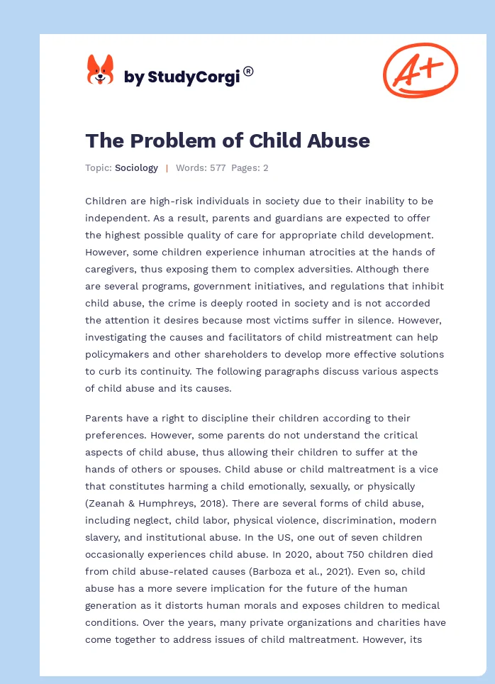 The Problem of Child Abuse. Page 1