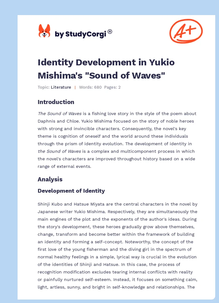 Identity Development in Yukio Mishima's "Sound of Waves". Page 1