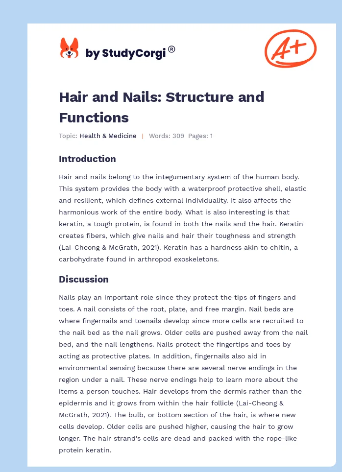 Hair and Nails: Structure and Functions. Page 1