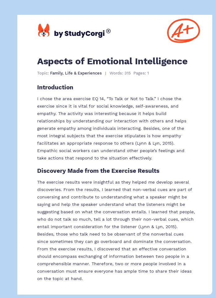 Aspects of Emotional Intelligence. Page 1