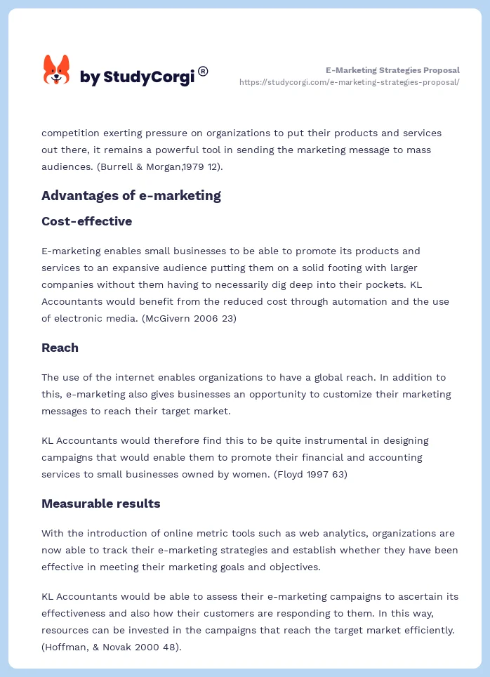 E-Marketing Strategies Proposal. Page 2