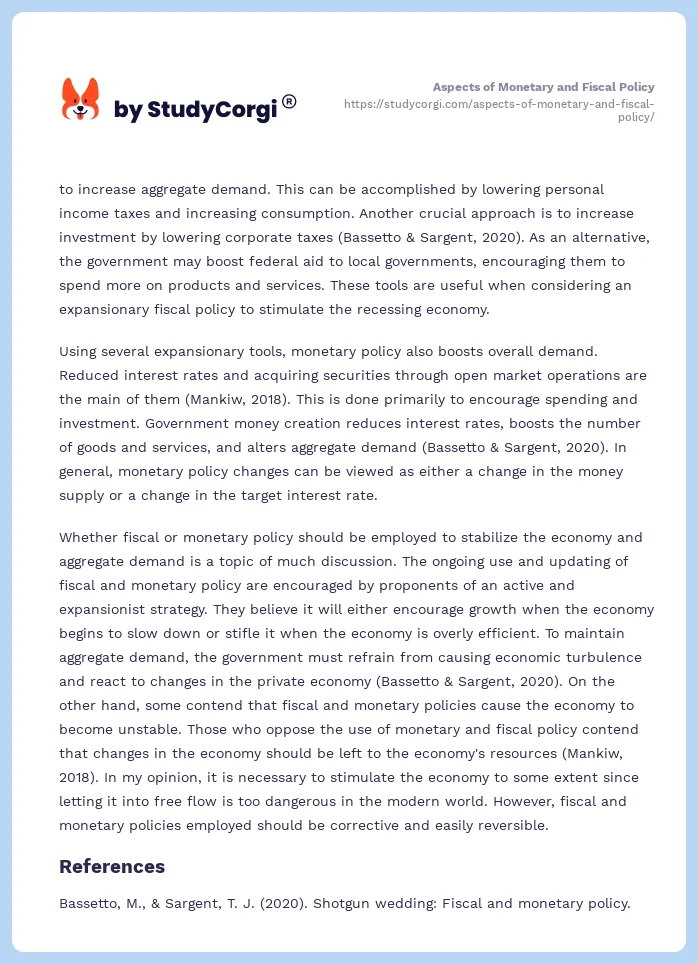 Aspects of Monetary and Fiscal Policy. Page 2