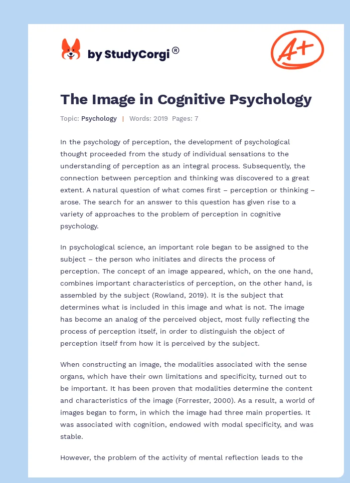 The Image in Cognitive Psychology. Page 1