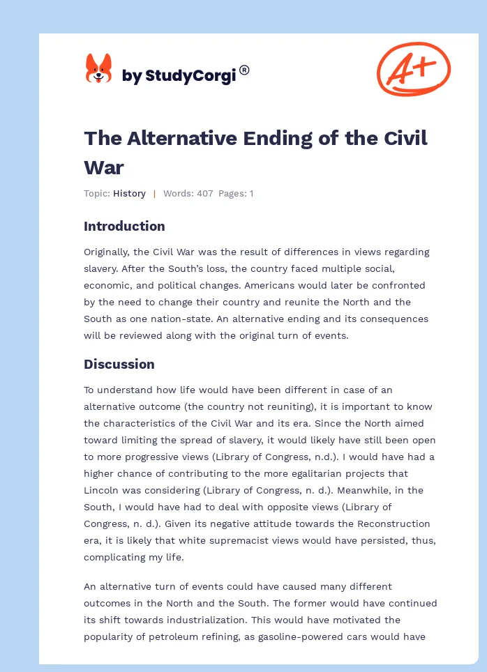 The Alternative Ending of the Civil War. Page 1