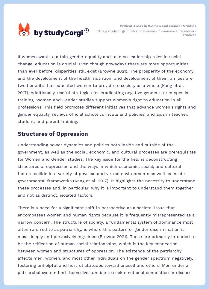 Critical Areas in Women and Gender Studies. Page 2