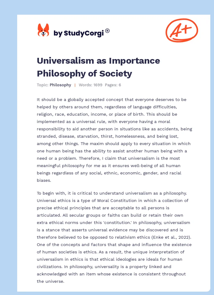 Universalism as Importance Philosophy of Society. Page 1
